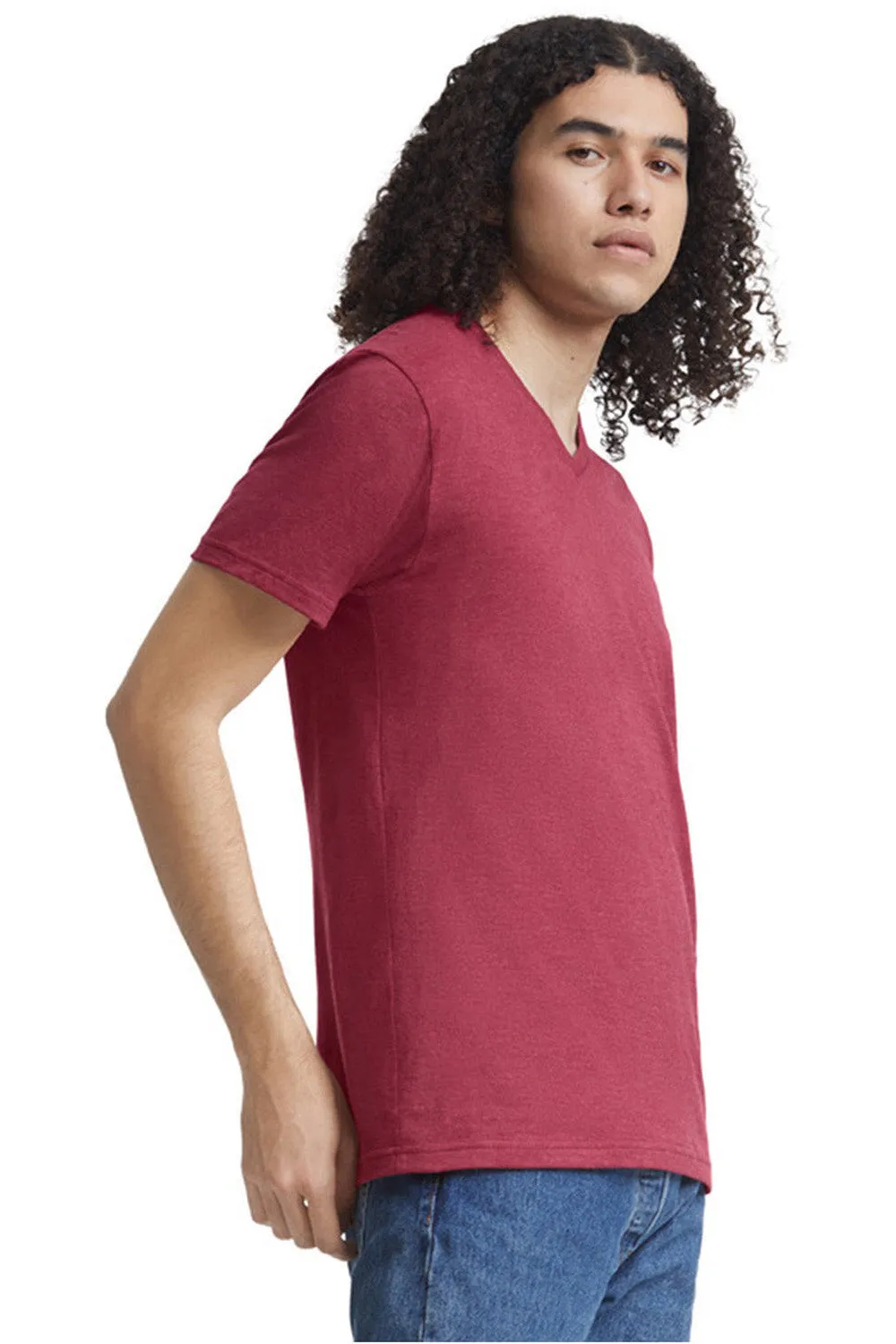 American Apparel Mens CVC Short Sleeve V-Neck T-Shirt - Heather Cardinal Red