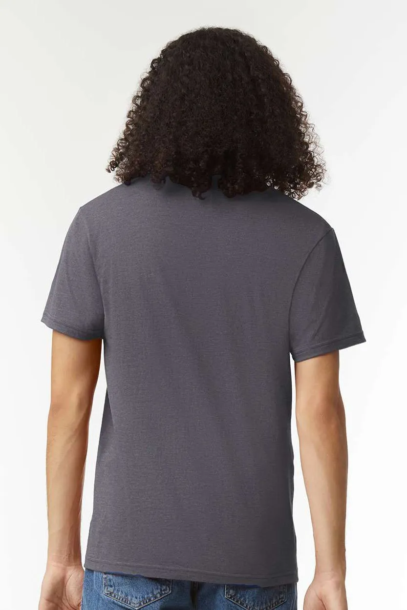 American Apparel Mens CVC Short Sleeve V-Neck T-Shirt - Heather Charcoal Grey