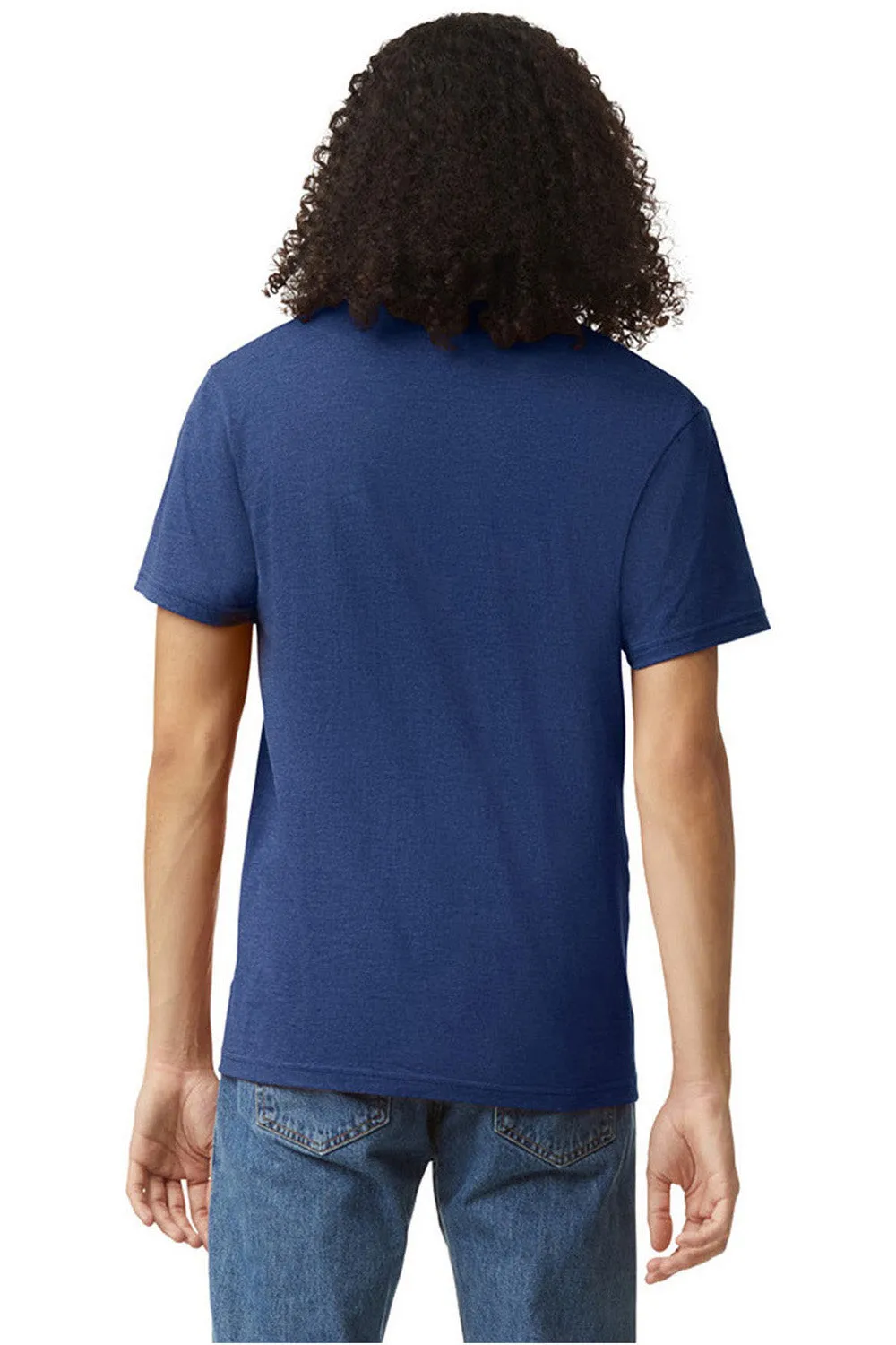American Apparel Mens CVC Short Sleeve V-Neck T-Shirt - Heather Indigo Blue