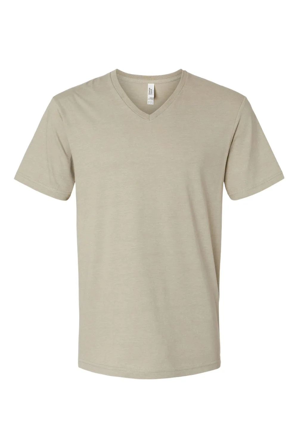 American Apparel Mens CVC Short Sleeve V-Neck T-Shirt - Heather Khaki Brown