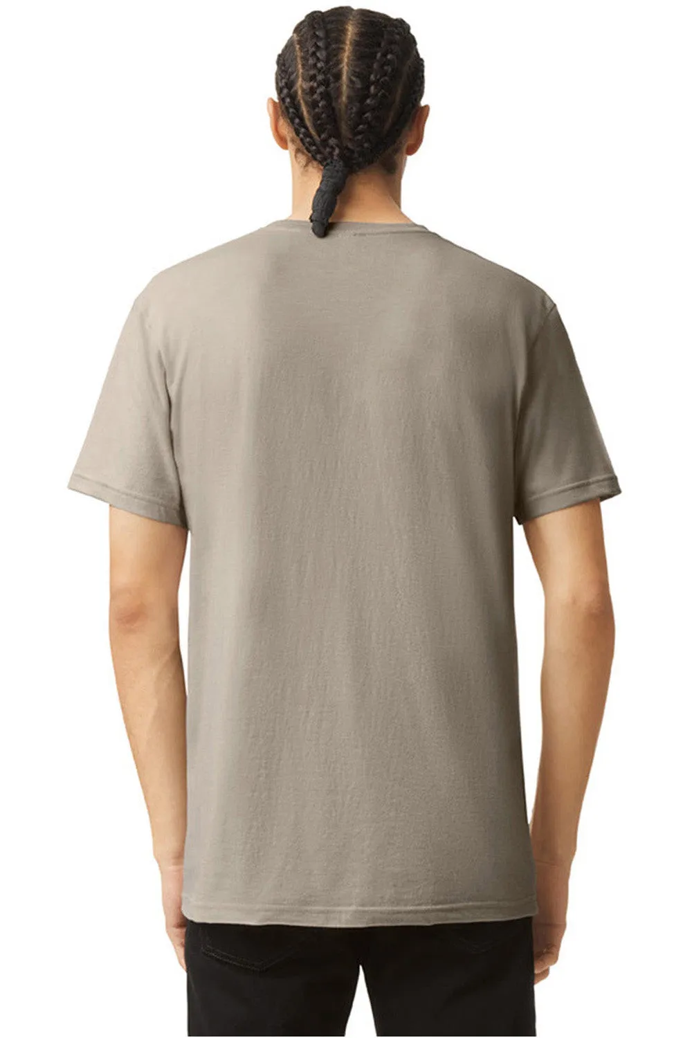 American Apparel Mens CVC Short Sleeve V-Neck T-Shirt - Heather Khaki Brown
