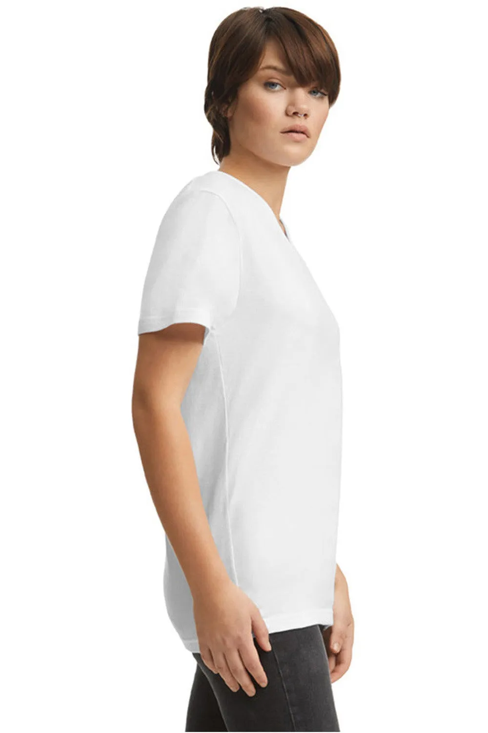 American Apparel Mens CVC Short Sleeve V-Neck T-Shirt - White