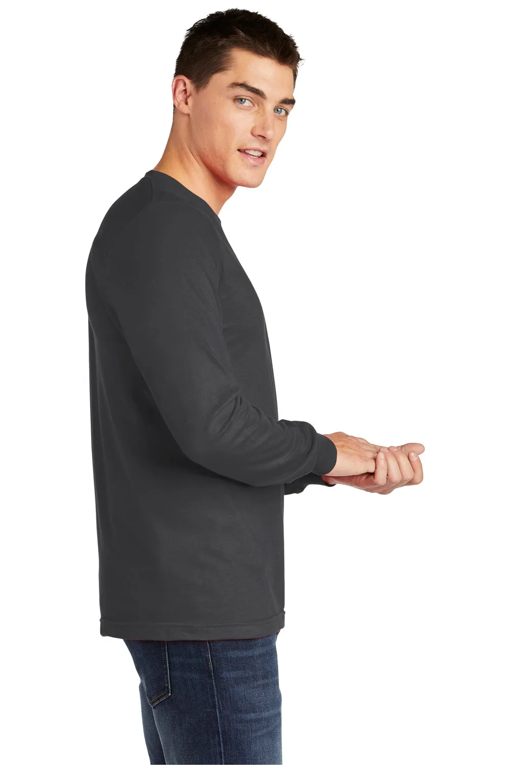 American Apparel Mens Fine Jersey Long Sleeve Crewneck T-Shirt - Asphalt Grey