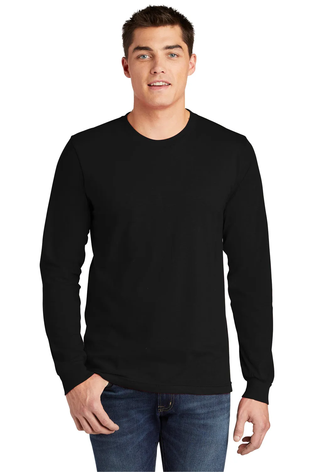 American Apparel Mens Fine Jersey Long Sleeve Crewneck T-Shirt - Black