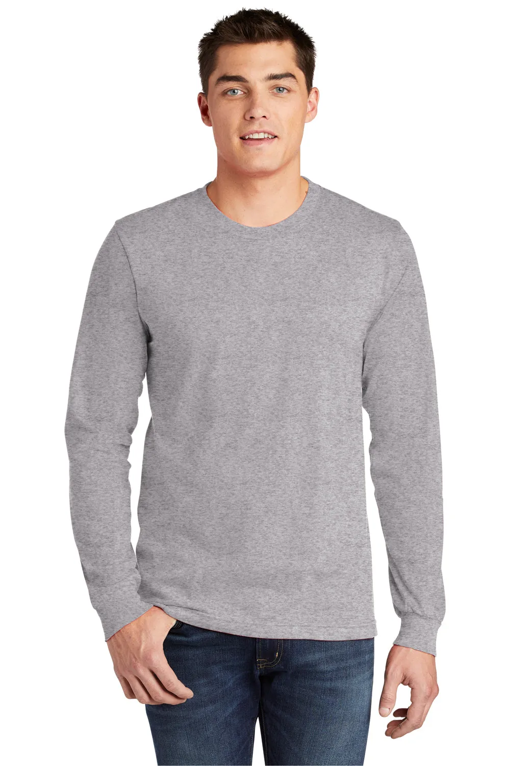 American Apparel Mens Fine Jersey Long Sleeve Crewneck T-Shirt - Heather Grey