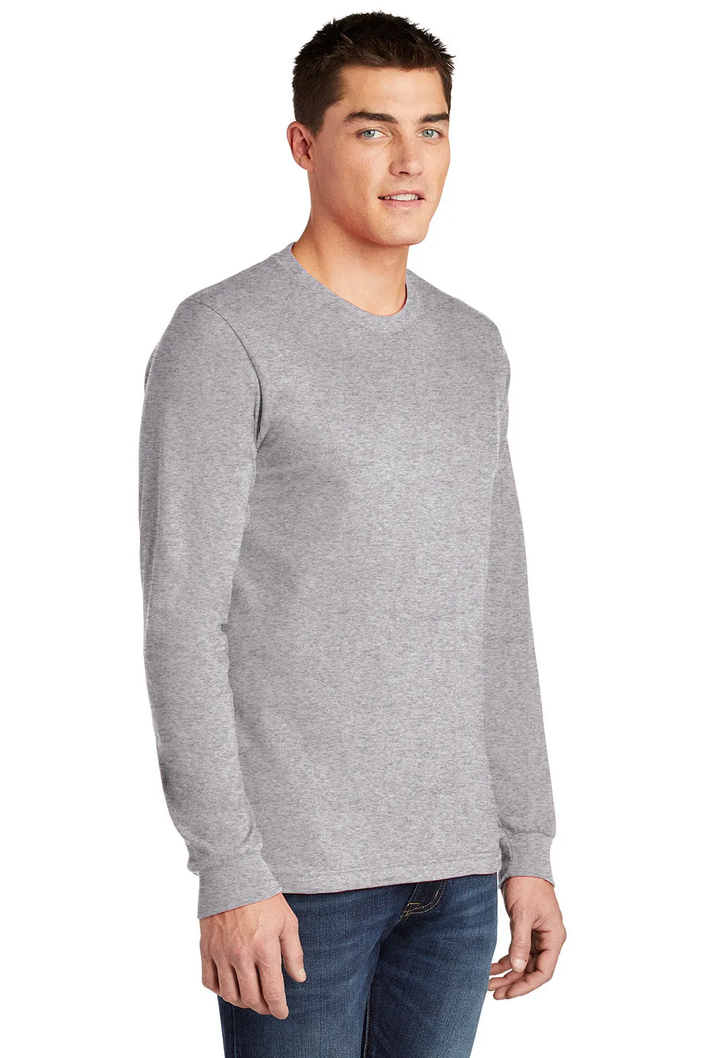 American Apparel Mens Fine Jersey Long Sleeve Crewneck T-Shirt - Heather Grey