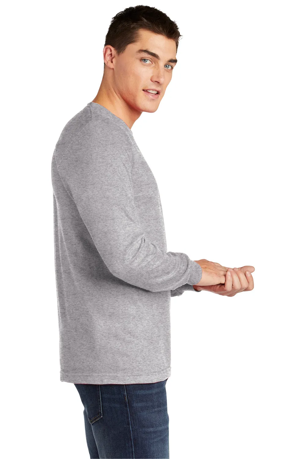 American Apparel Mens Fine Jersey Long Sleeve Crewneck T-Shirt - Heather Grey