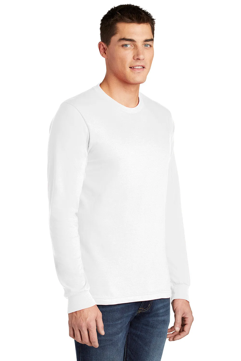 American Apparel Mens Fine Jersey Long Sleeve Crewneck T-Shirt - White