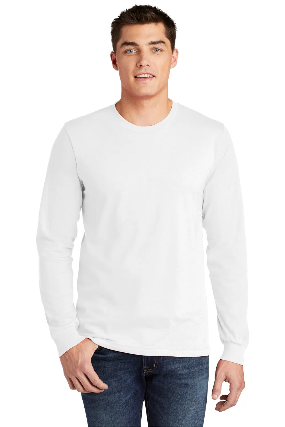 American Apparel Mens Fine Jersey Long Sleeve Crewneck T-Shirt - White