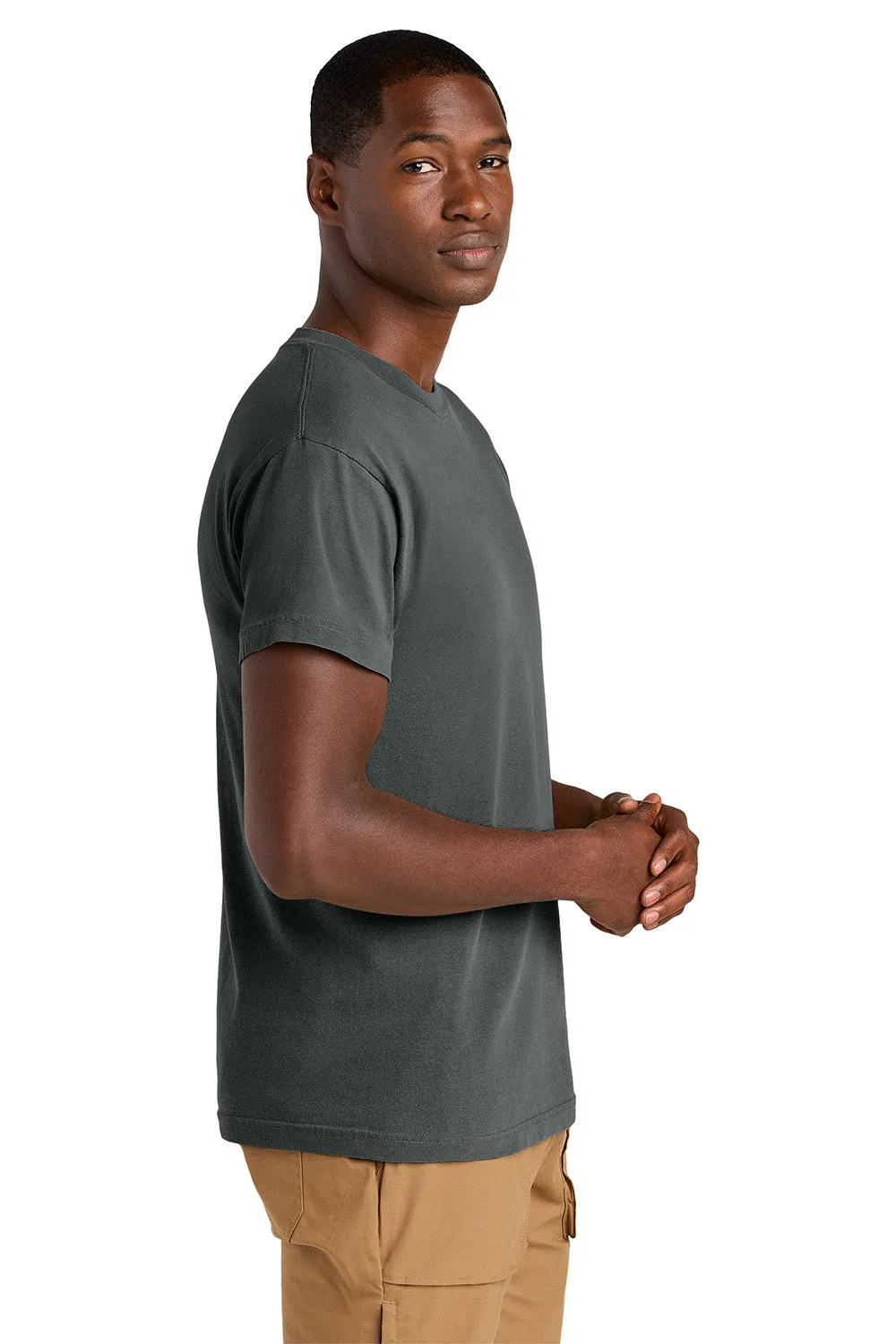 American Apparel Mens Garment Dyed Short Sleeve Crewneck T-Shirt - Faded Black