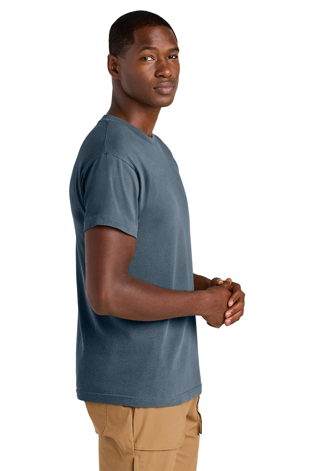 American Apparel Mens Garment Dyed Short Sleeve Crewneck T-Shirt - Faded Navy Blue