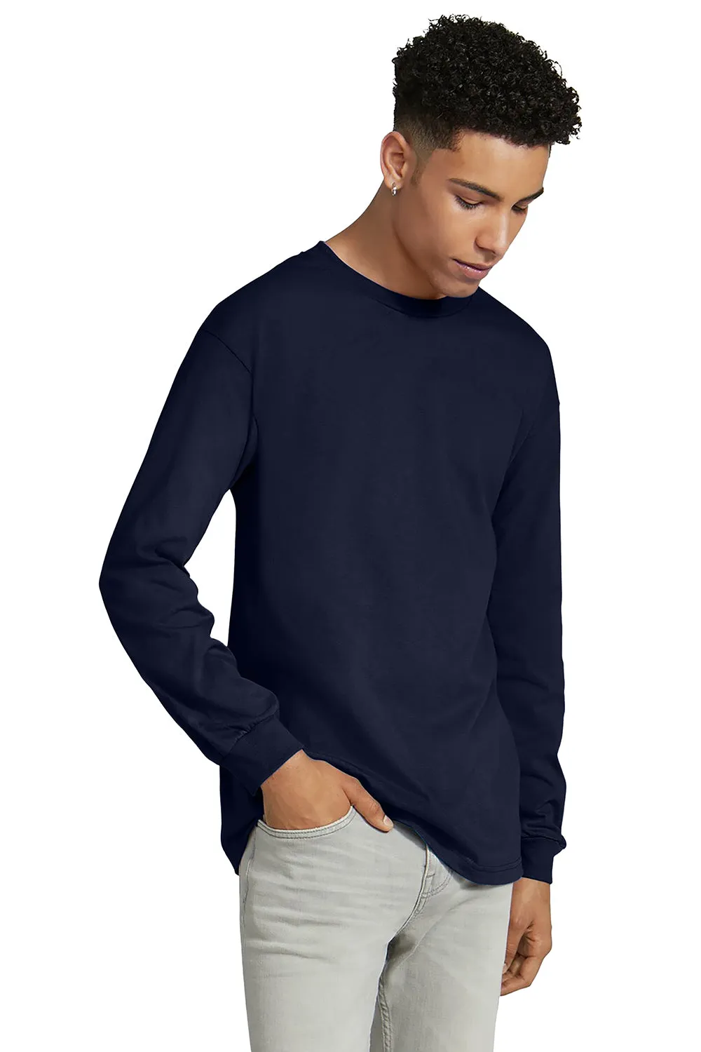 American Apparel Mens Long Sleeve Crewneck T-Shirt - Navy Blue