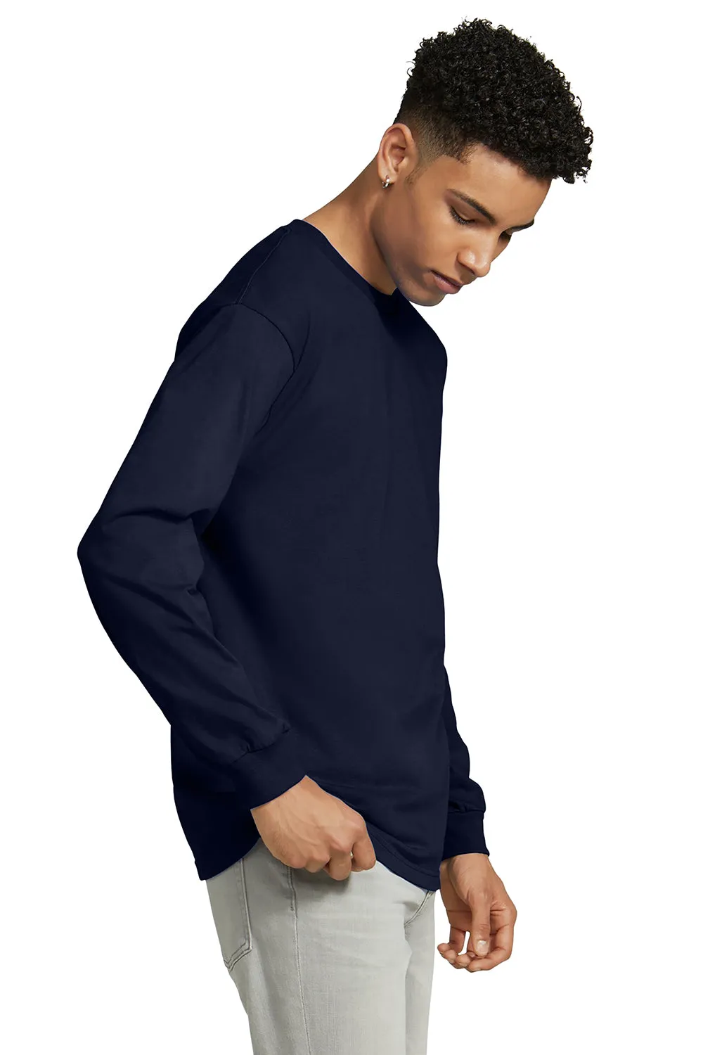 American Apparel Mens Long Sleeve Crewneck T-Shirt - Navy Blue