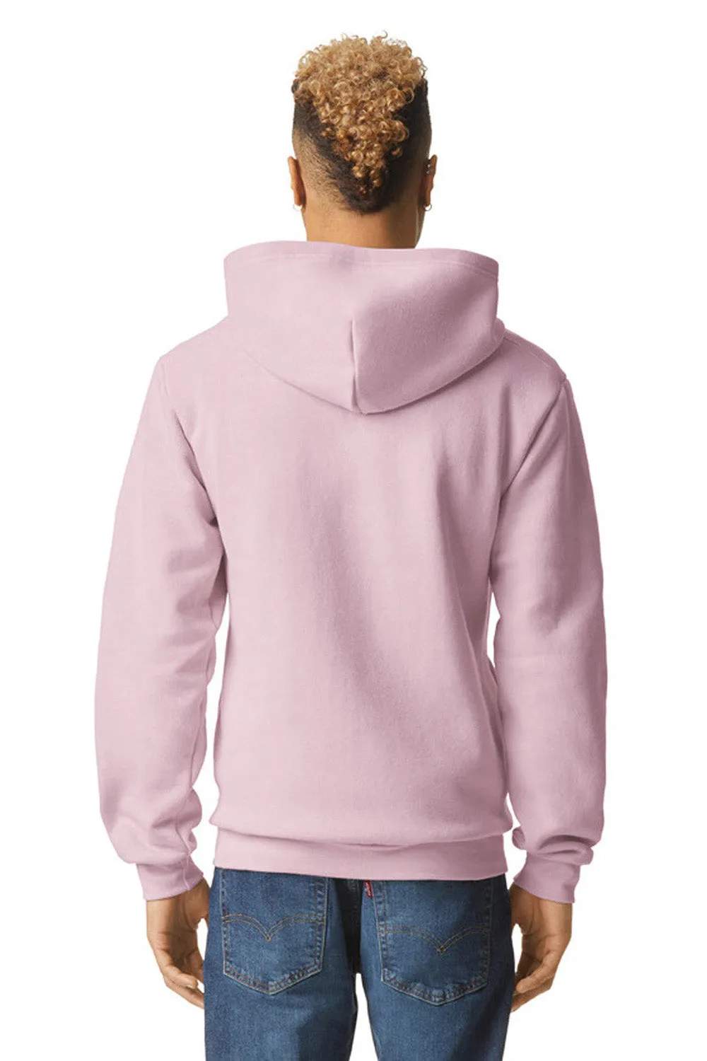 American Apparel Mens ReFlex Fleece Full Zip Hooded Sweatshirt Hoodie w/ Pockets - Blush Pink