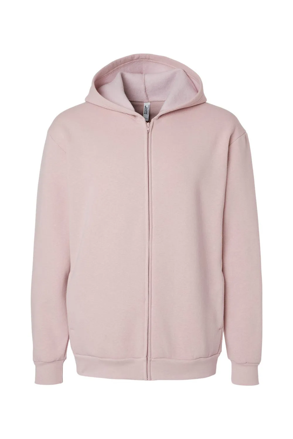American Apparel Mens ReFlex Fleece Full Zip Hooded Sweatshirt Hoodie w/ Pockets - Blush Pink