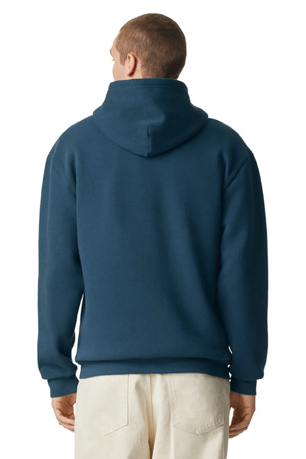 American Apparel Mens ReFlex Fleece Full Zip Hooded Sweatshirt Hoodie w/ Pockets - Sea Blue