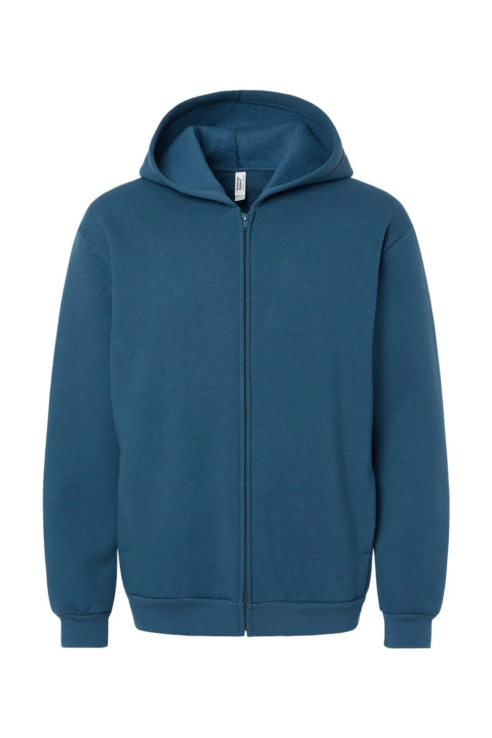 American Apparel Mens ReFlex Fleece Full Zip Hooded Sweatshirt Hoodie w/ Pockets - Sea Blue