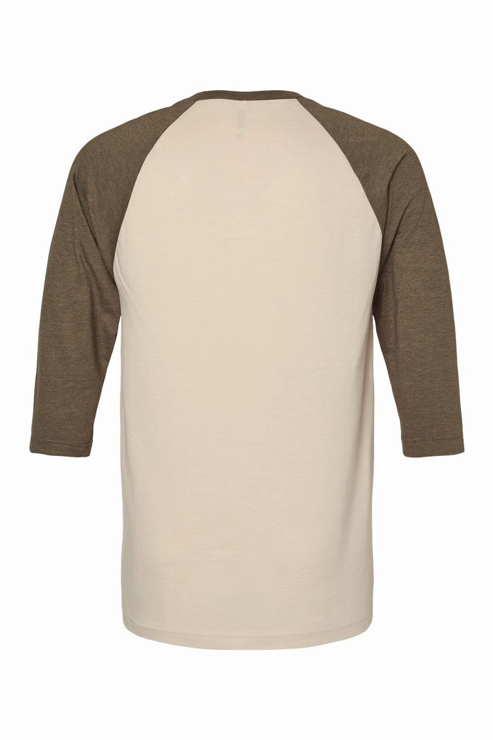 American Apparel Mens CVC Raglan 3/4 Sleeve Crewneck T-Shirt - Heather Bone/Heather Army Brown