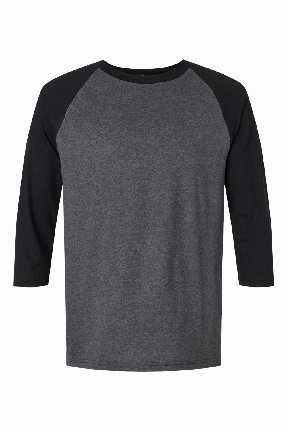 American Apparel Mens CVC Raglan 3/4 Sleeve Crewneck T-Shirt - Heather Charcoal Grey/Black