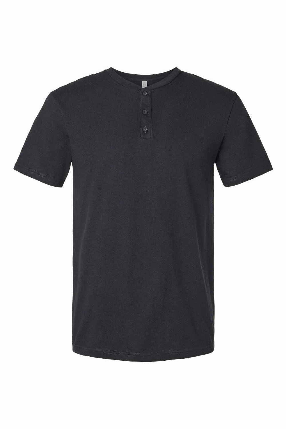 American Apparel Mens CVC Short Sleeve Henley T-Shirt - Black