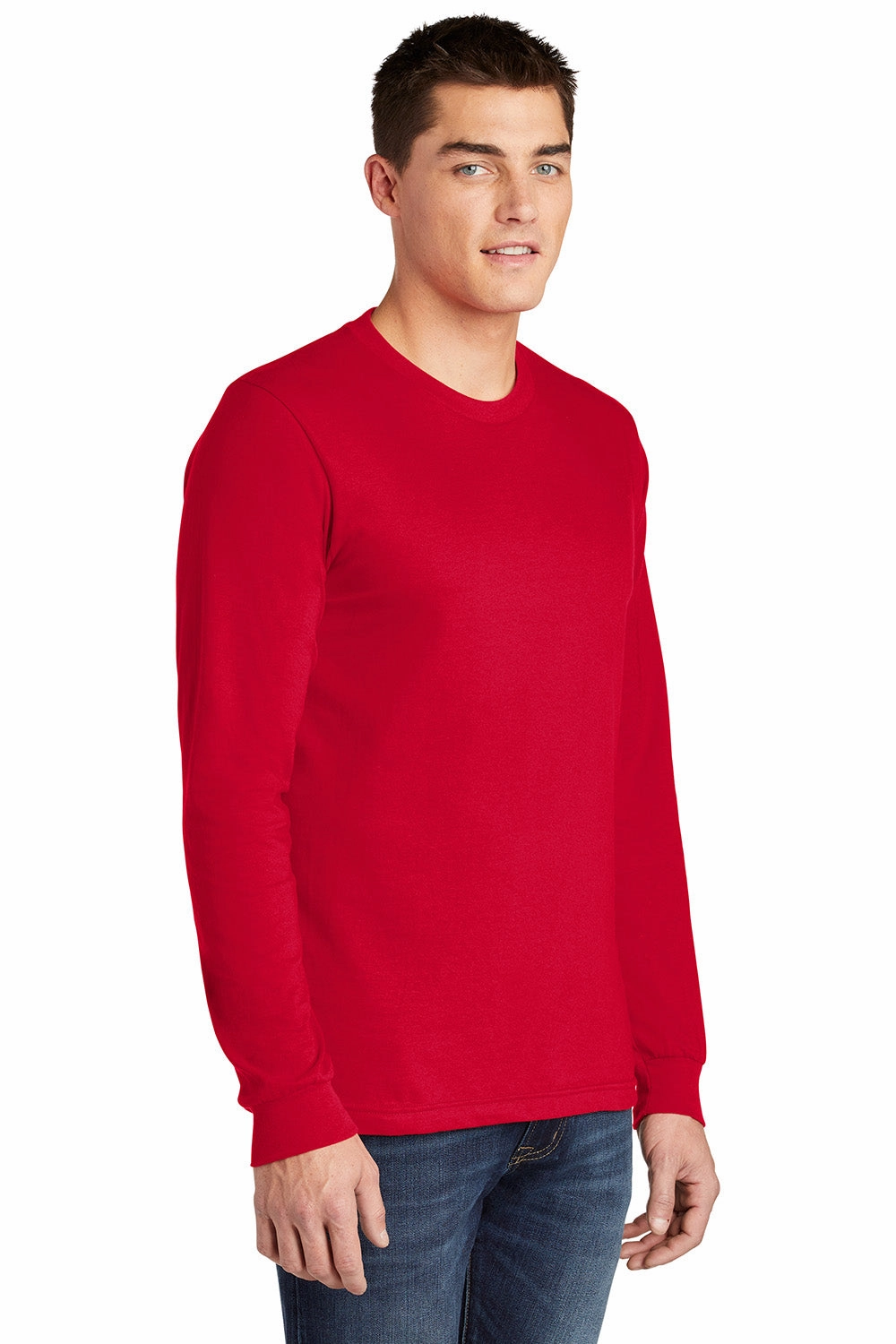 American Apparel Mens Fine Jersey Long Sleeve Crewneck T-Shirt - Red