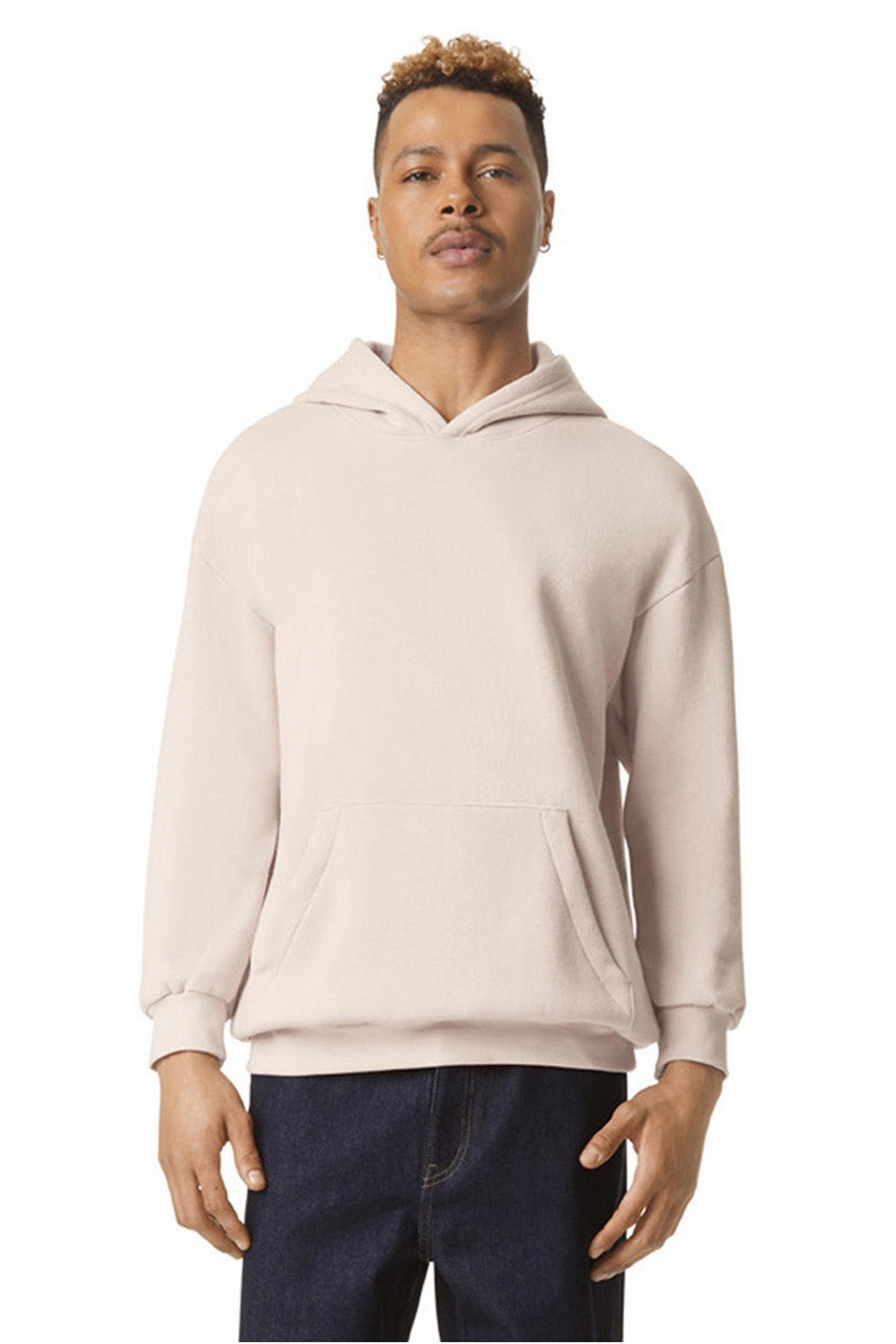 American Apparel Mens ReFlex Fleece Hooded Sweatshirt Hoodie w/ Pouch Pocket - Bone