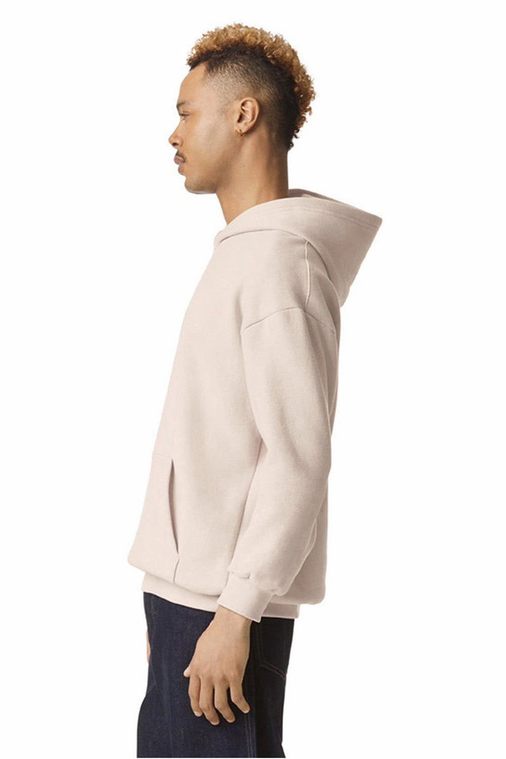 American Apparel Mens ReFlex Fleece Hooded Sweatshirt Hoodie w/ Pouch Pocket - Bone