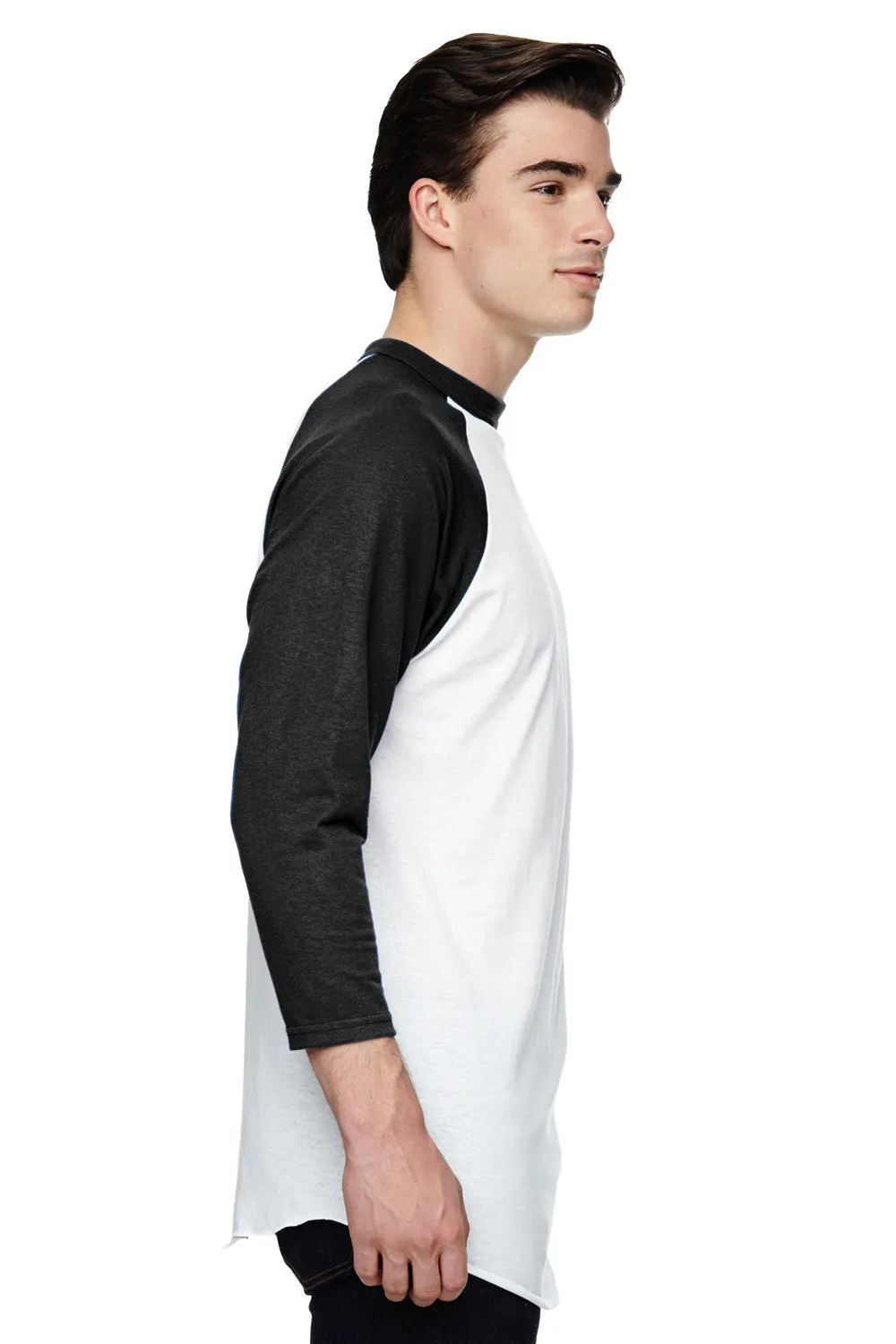 Augusta Sportswear Mens 3/4 Sleeve Crewneck T-Shirt - White/Black