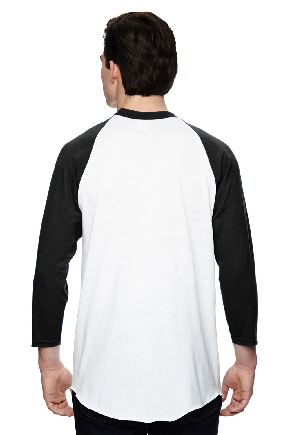 Augusta Sportswear Mens 3/4 Sleeve Crewneck T-Shirt - White/Black