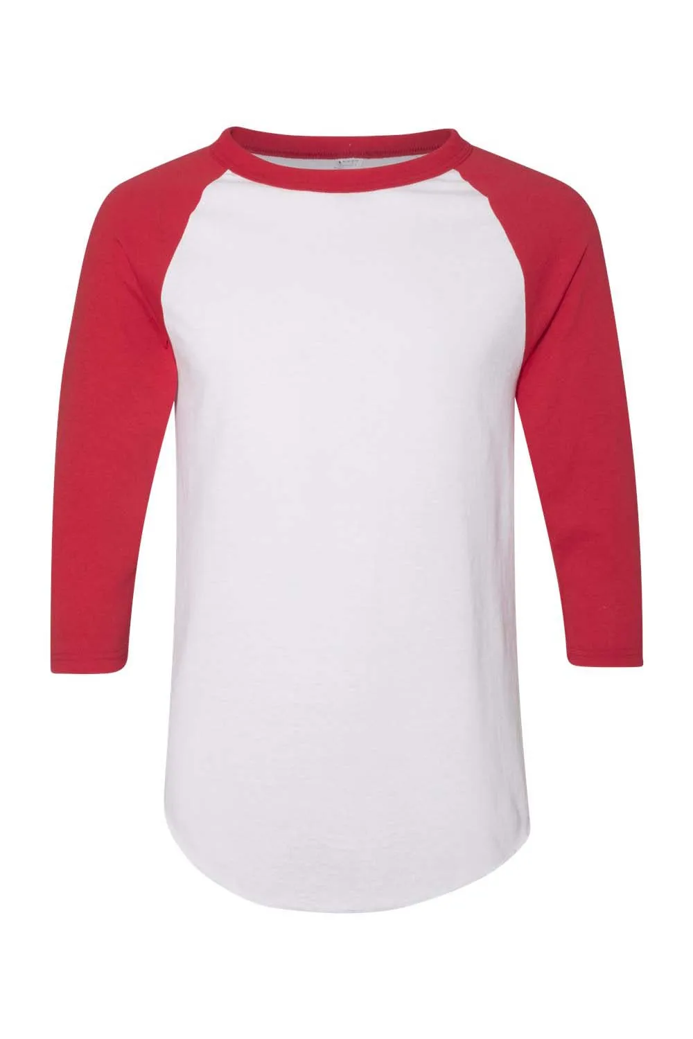 Augusta Sportswear Mens 3/4 Sleeve Crewneck T-Shirt - White/Red