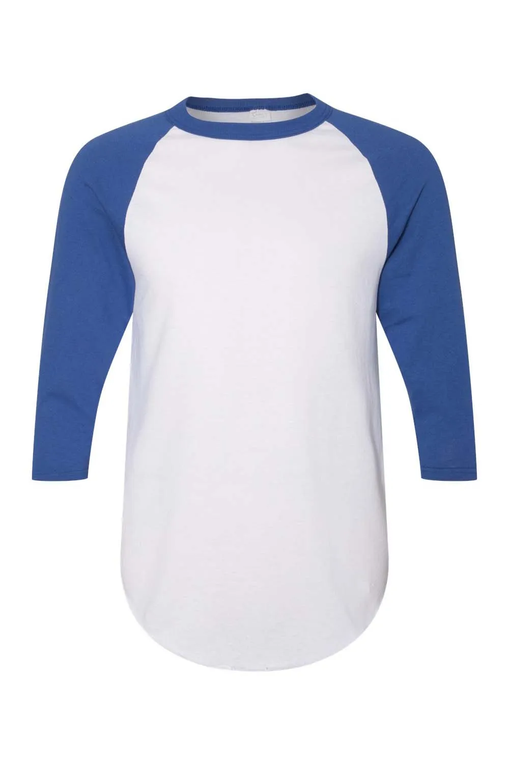 Augusta Sportswear Mens 3/4 Sleeve Crewneck T-Shirt - White/Royal Blue