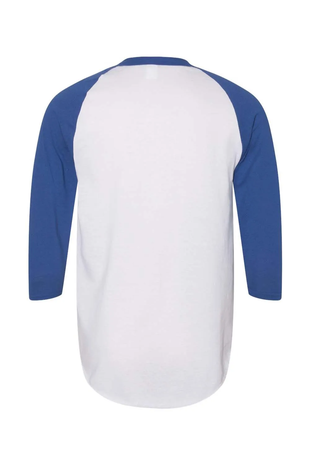 Augusta Sportswear Mens 3/4 Sleeve Crewneck T-Shirt - White/Royal Blue