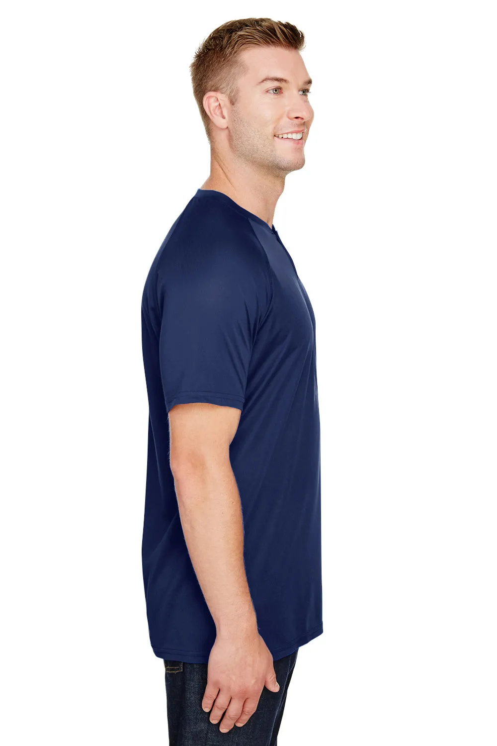 Augusta Sportswear Mens Attain 2 Moisture Wicking Button Short Sleeve Baseball Jersey - Navy Blue