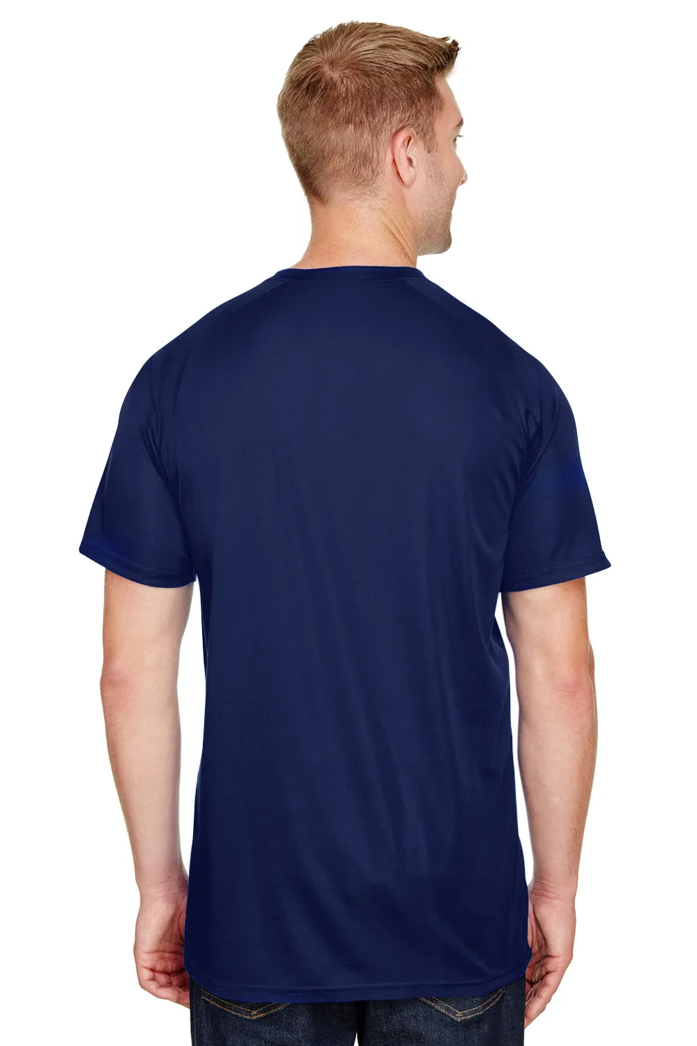 Augusta Sportswear Mens Attain 2 Moisture Wicking Button Short Sleeve Baseball Jersey - Navy Blue