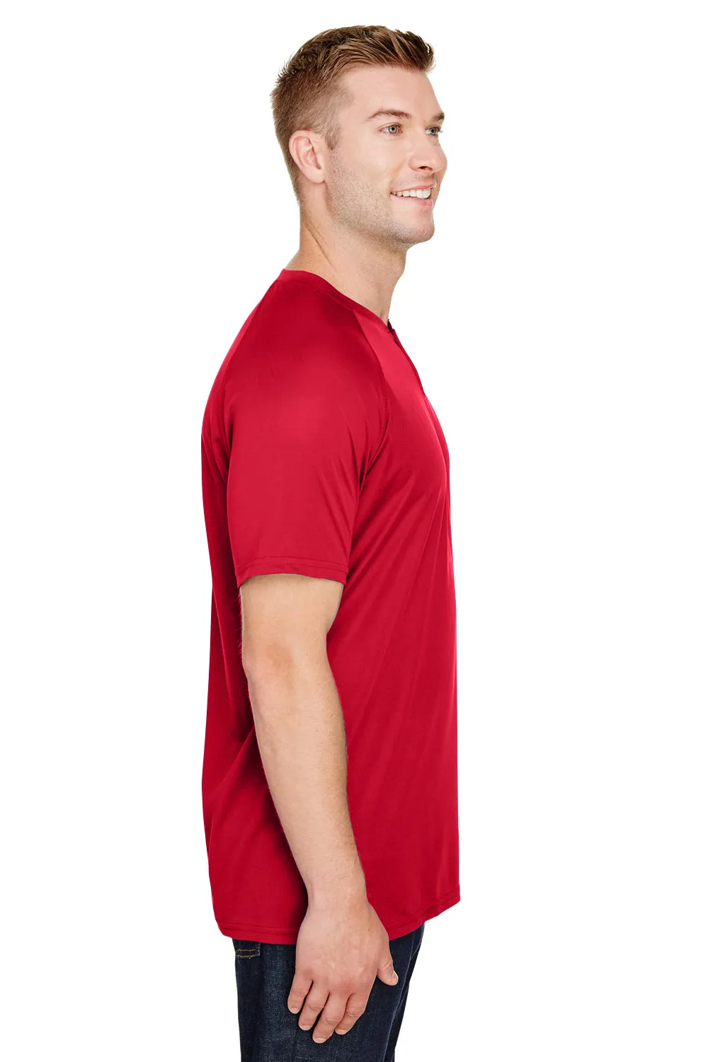 Augusta Sportswear Mens Attain 2 Moisture Wicking Button Short Sleeve Baseball Jersey - Red
