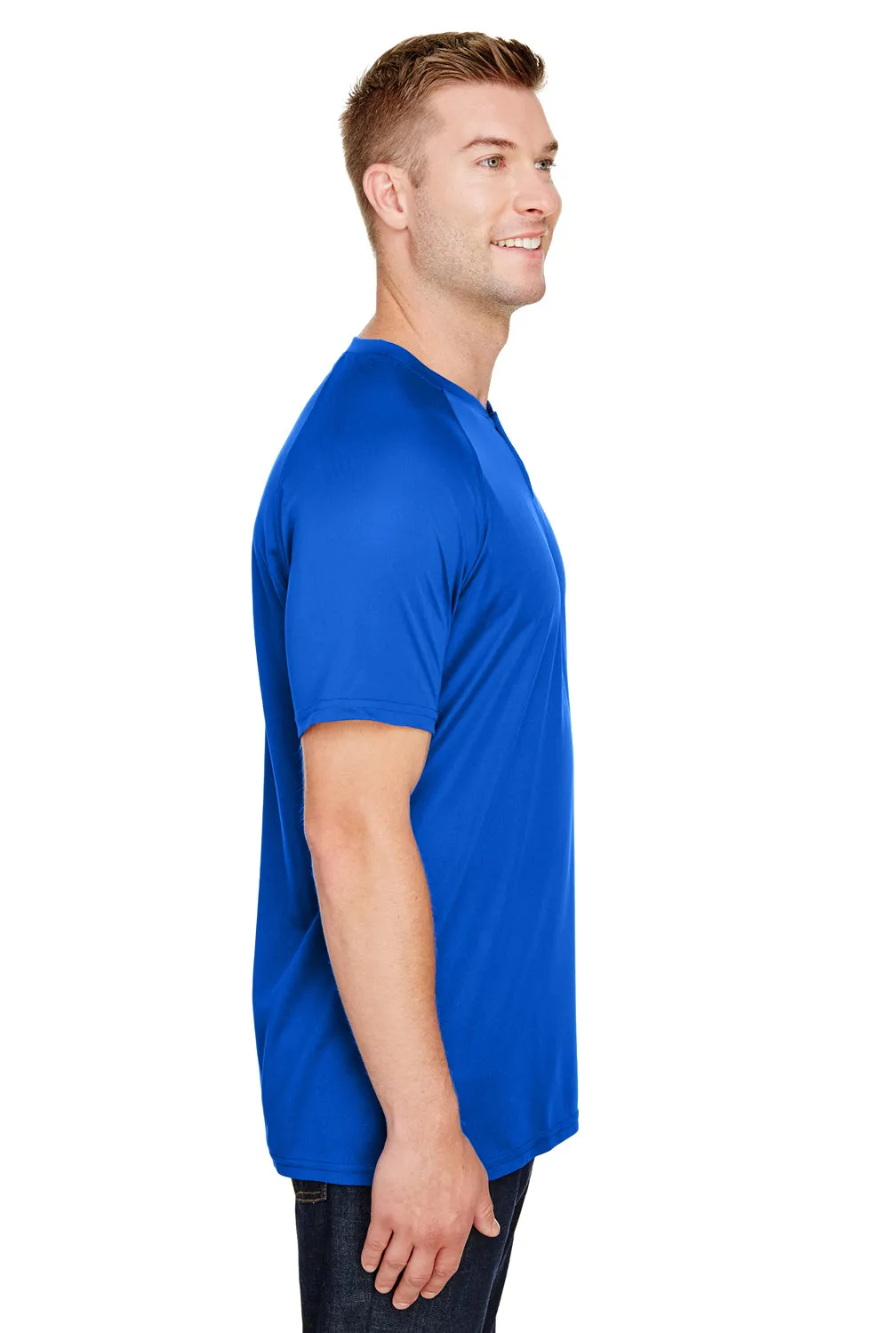 Augusta Sportswear Mens Attain 2 Moisture Wicking Button Short Sleeve Baseball Jersey - Royal Blue