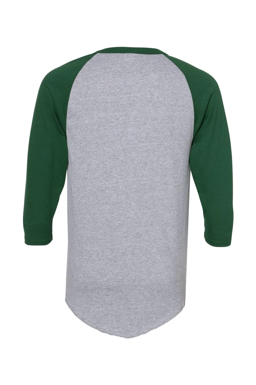 Augusta Sportswear Mens Raglan 3/4 Sleeve Crewneck T-Shirt - Heather Grey/Dark Green