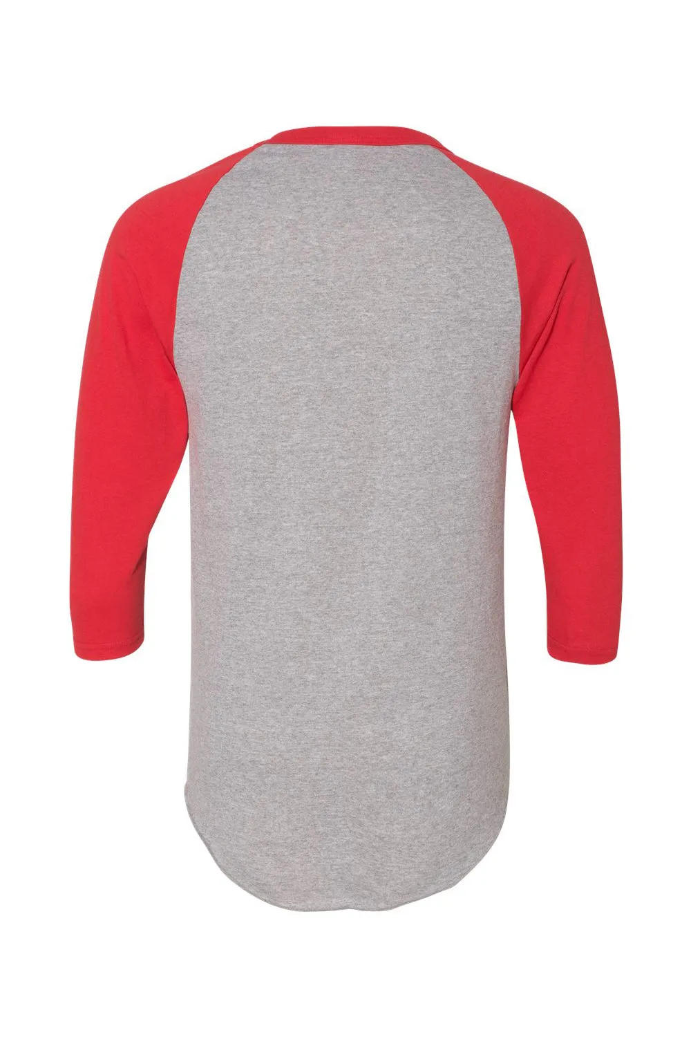 Augusta Sportswear Mens Raglan 3/4 Sleeve Crewneck T-Shirt - Heather Grey/Red