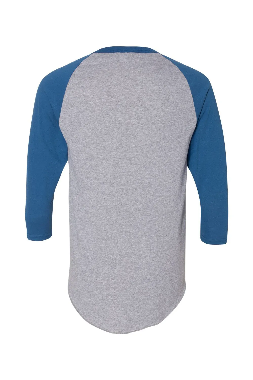 Augusta Sportswear Mens Raglan 3/4 Sleeve Crewneck T-Shirt - Heather Grey/Royal Blue