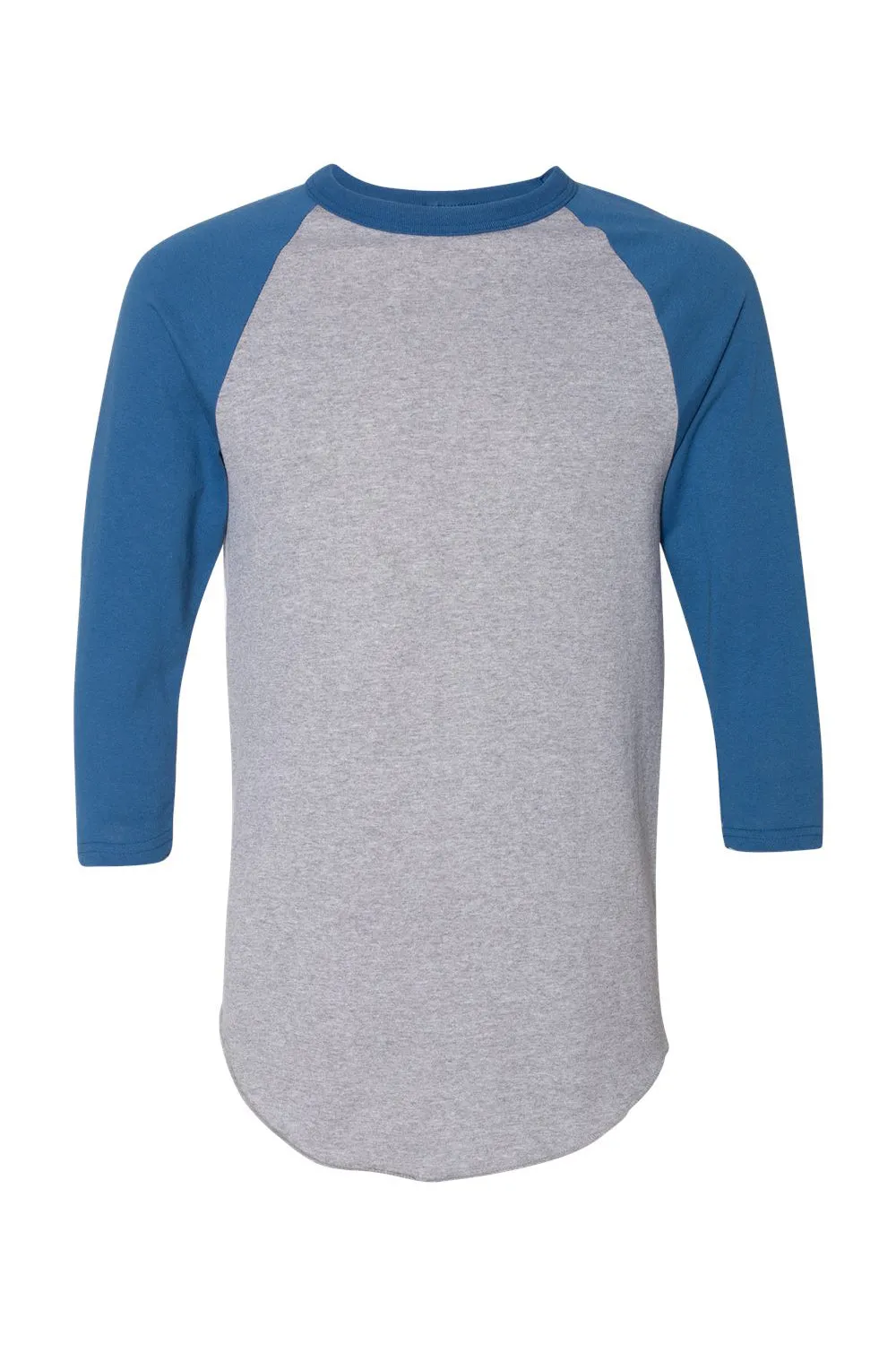 Augusta Sportswear Mens Raglan 3/4 Sleeve Crewneck T-Shirt - Heather Grey/Royal Blue