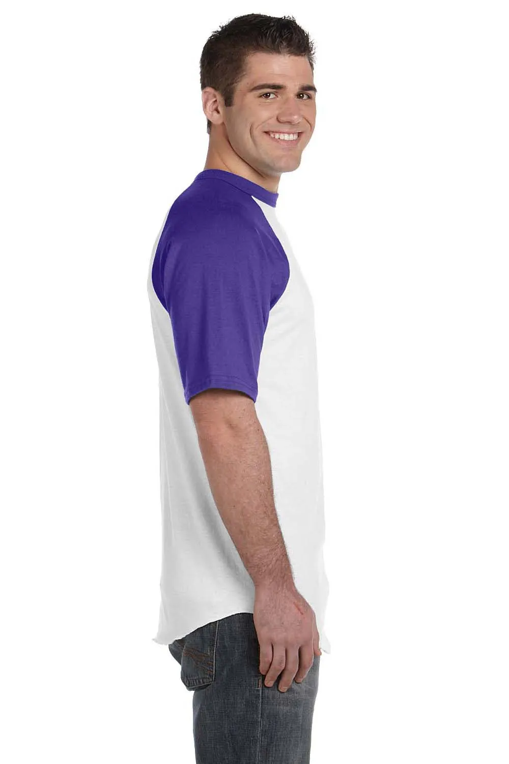 Augusta Sportswear Mens Short Sleeve Crewneck T-Shirt - White/Purple