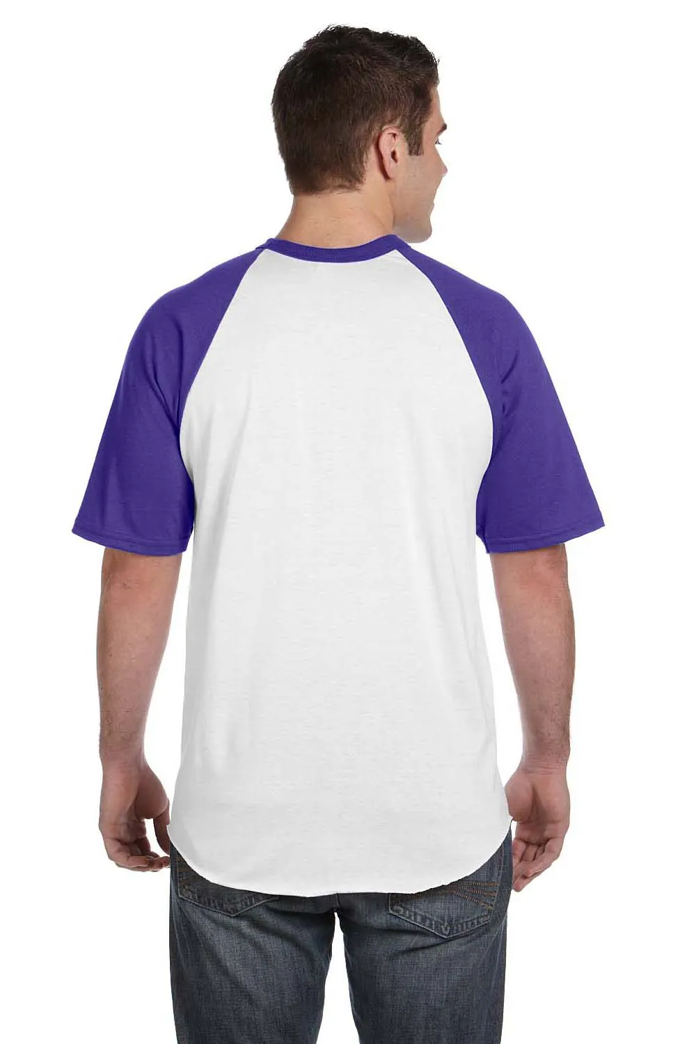 Augusta Sportswear Mens Short Sleeve Crewneck T-Shirt - White/Purple