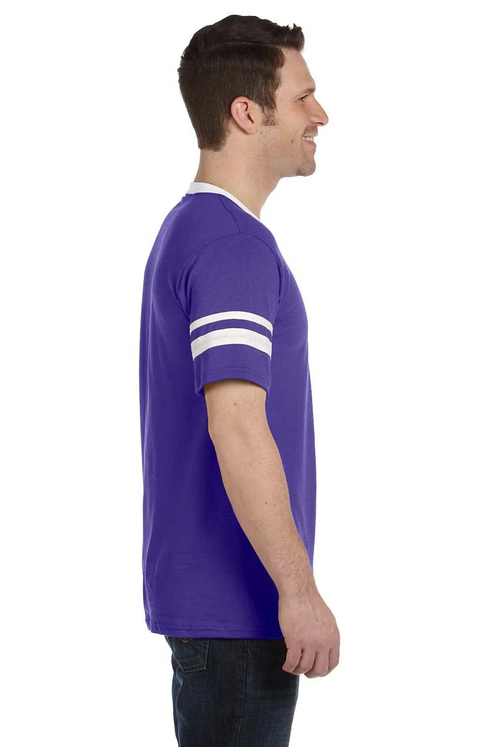 Augusta Sportswear Mens Short Sleeve V-Neck T-Shirt - Purple/White