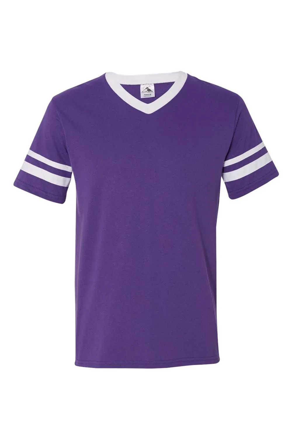 Augusta Sportswear Mens Short Sleeve V-Neck T-Shirt - Purple/White