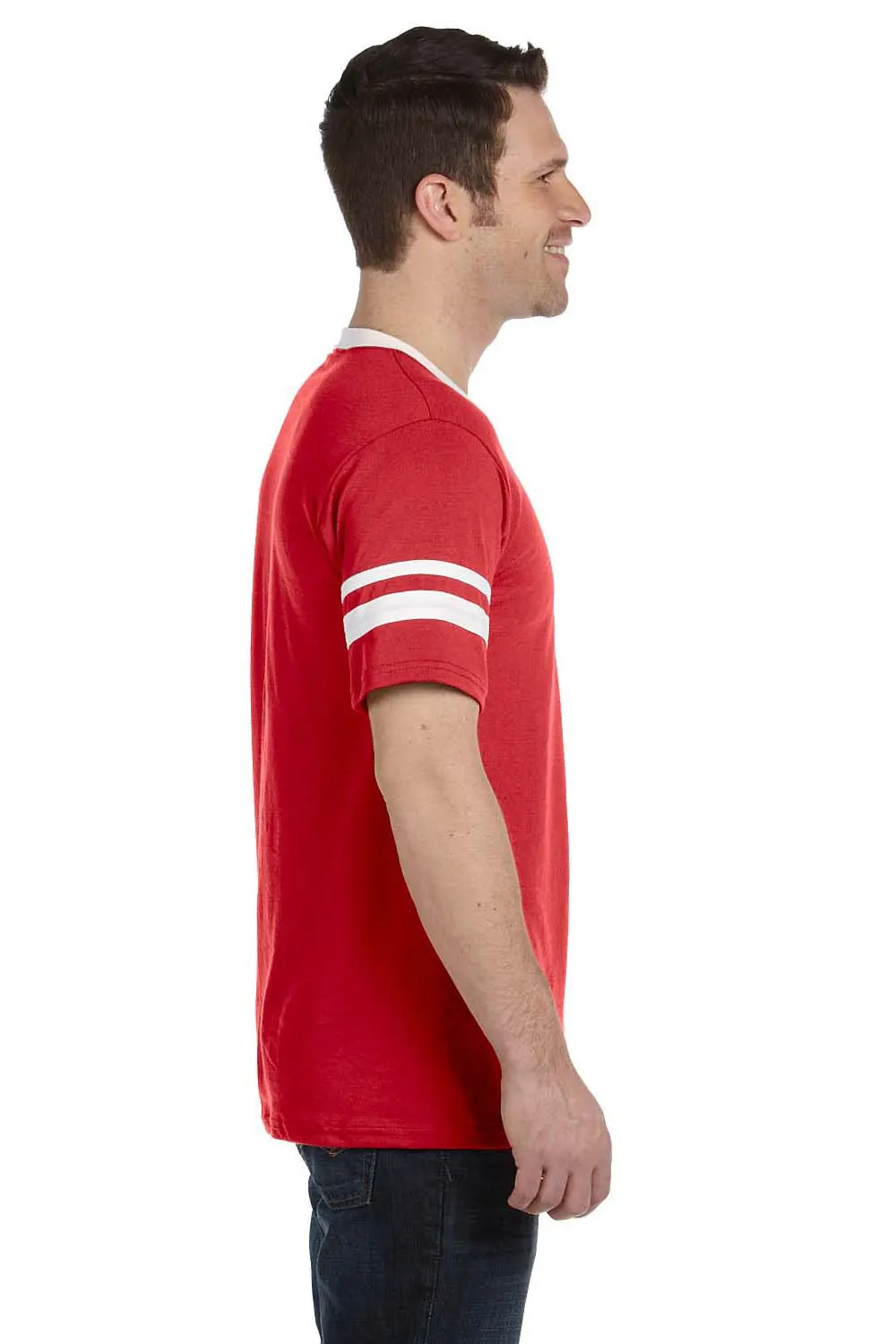 Augusta Sportswear Mens Short Sleeve V-Neck T-Shirt - Red/White