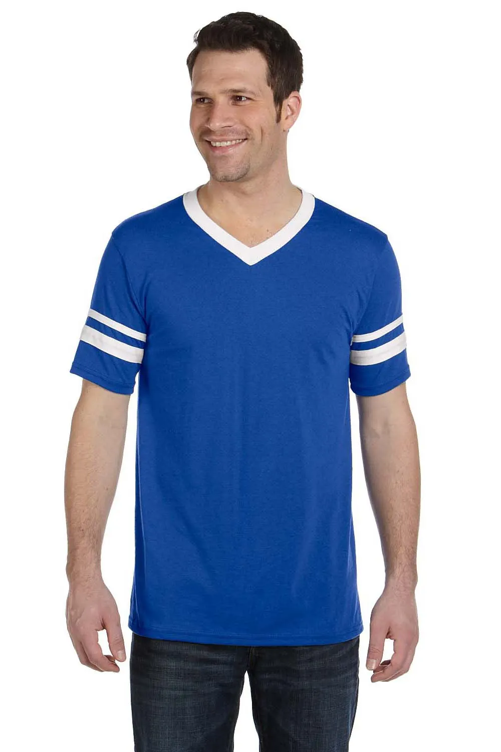Augusta Sportswear Mens Short Sleeve V-Neck T-Shirt - Royal Blue/White