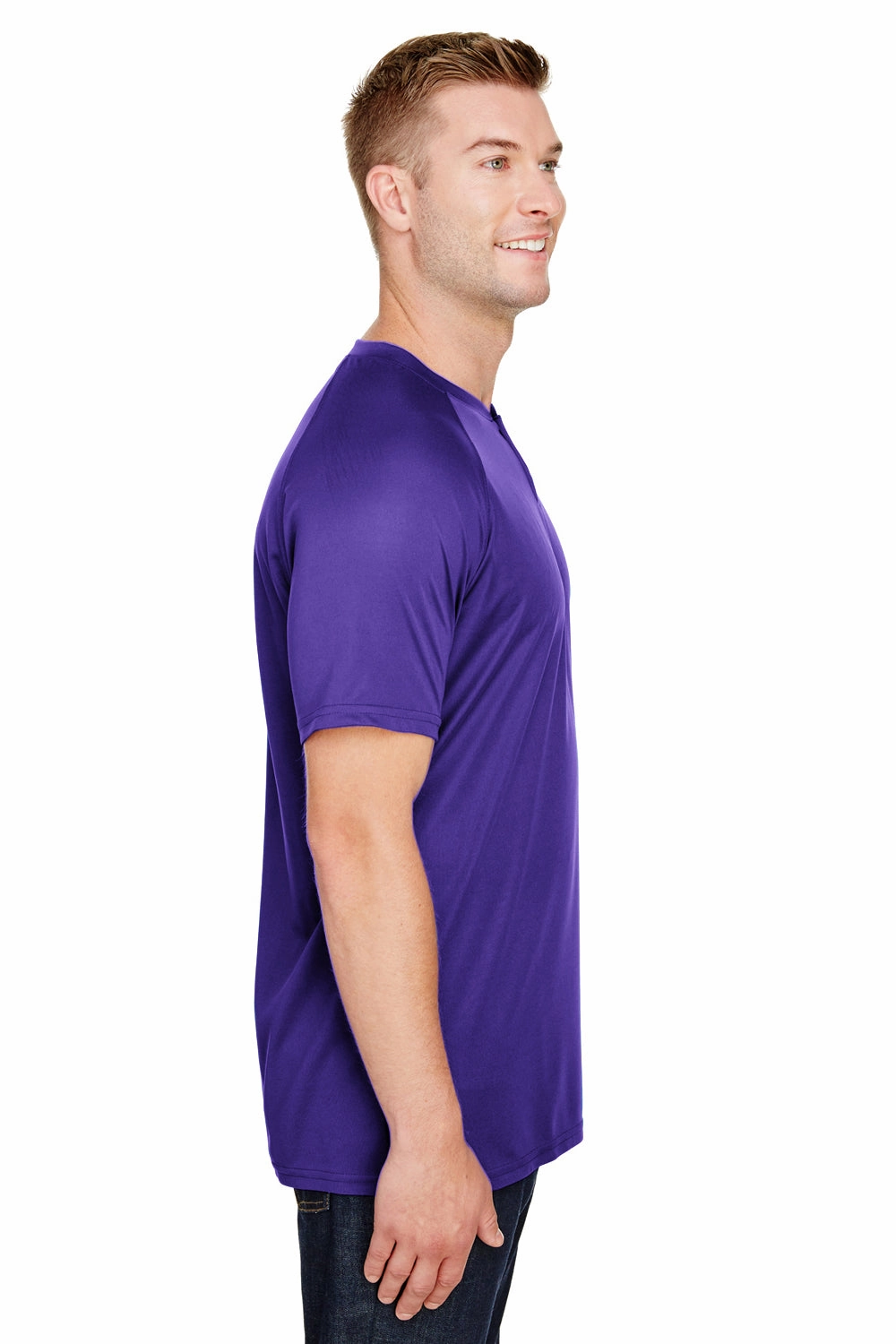 Augusta Sportswear Mens Attain 2 Moisture Wicking Button Short Sleeve Baseball Jersey - Purple