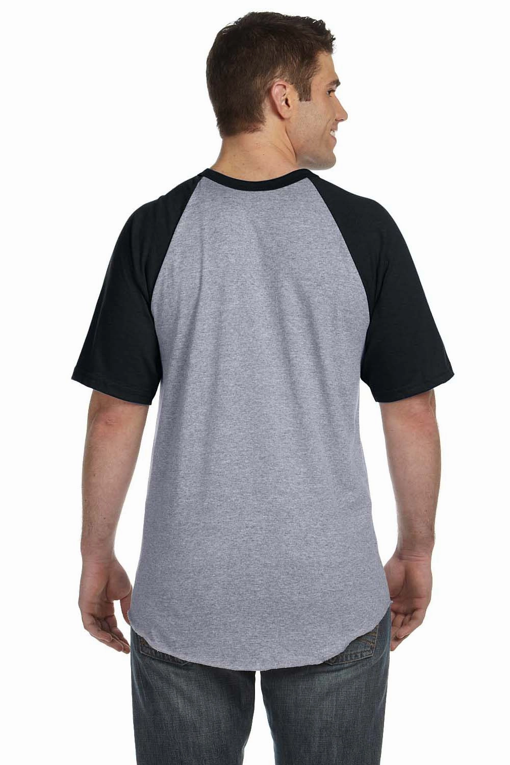 Augusta Sportswear Mens Short Sleeve Crewneck T-Shirt - Heather Grey/Black