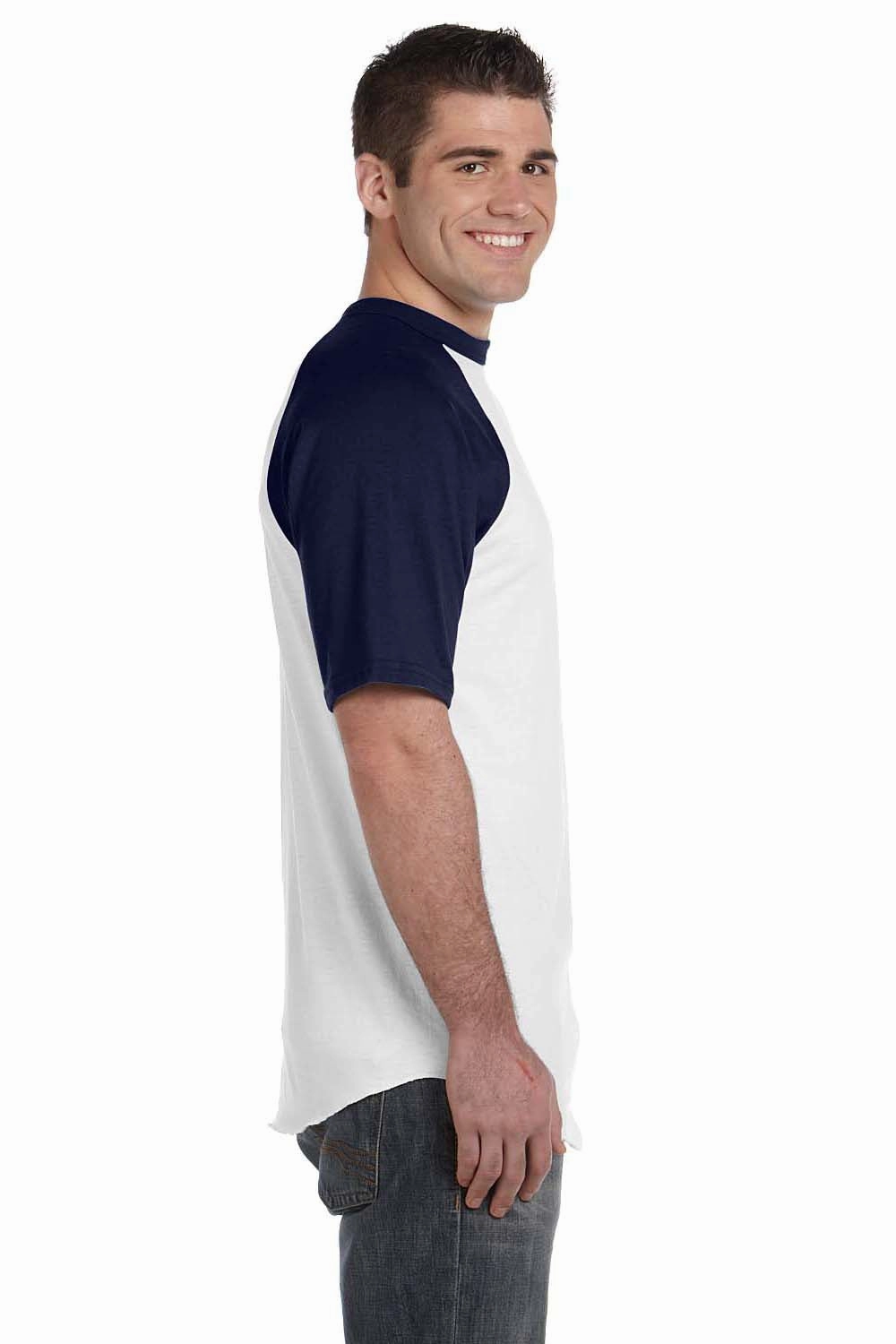 Augusta Sportswear Mens Short Sleeve Crewneck T-Shirt - White/Navy Blue