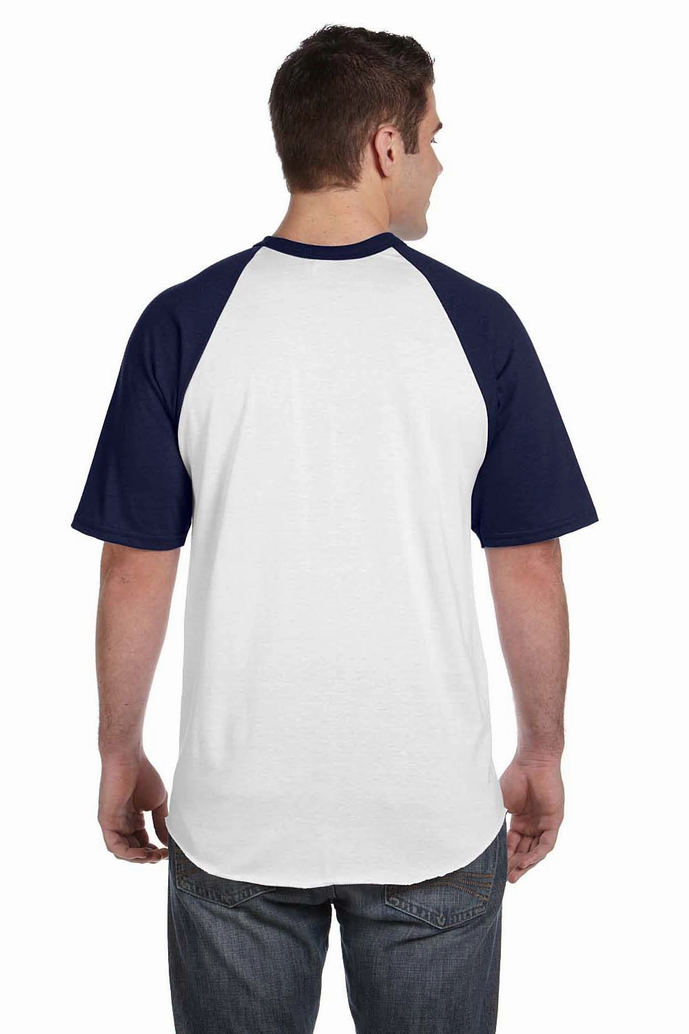 Augusta Sportswear Mens Short Sleeve Crewneck T-Shirt - White/Navy Blue